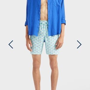 Men's Blue Patterned Swim Shorts